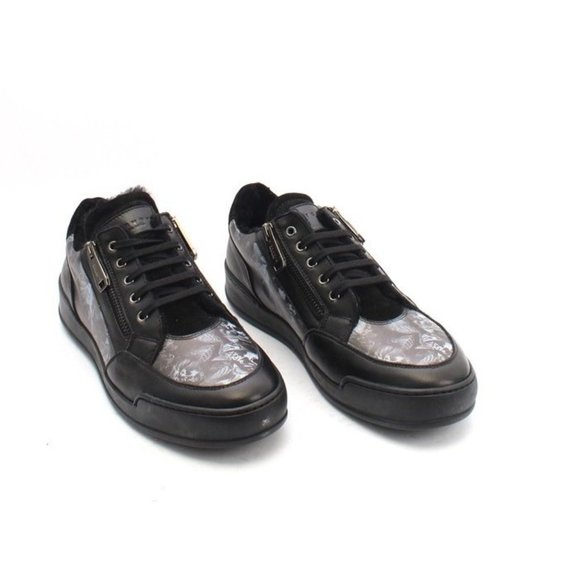 Italian Richmond 7582 Black Leather Suede Fur Lace-Up Zip-Up Sneaker Boot main image 7
